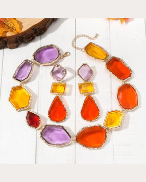 Maya Multicolor Statement Necklace With Earrings