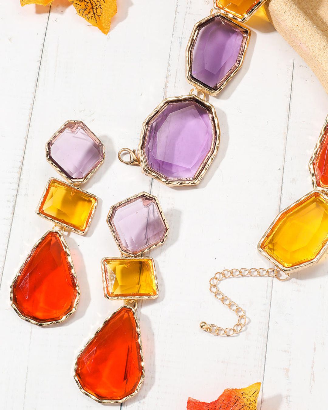 Maya Multicolor Statement Necklace With Earrings