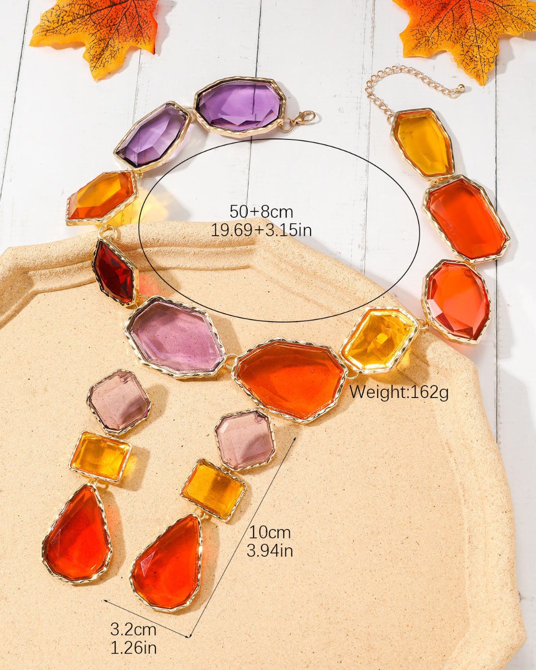 Maya Multicolor Statement Necklace With Earrings
