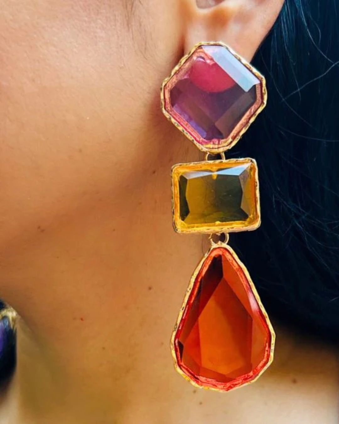 Maya Multicolor Statement Necklace With Earrings