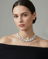 Silver Rhinestone Statement Necklace