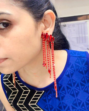 Red Crystal Rhinestone Drop Earrings