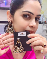 Animal Print Triangle Drop Earrings