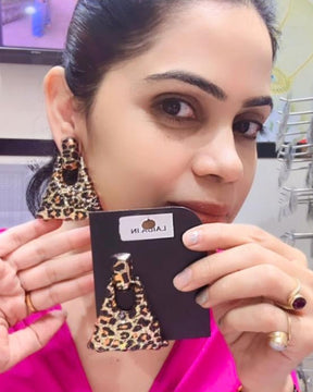 Animal Print Triangle Drop Earrings