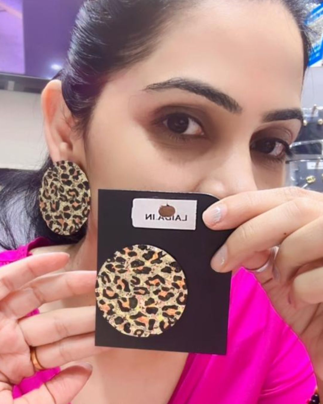 Animal Print Round Stud Earrings