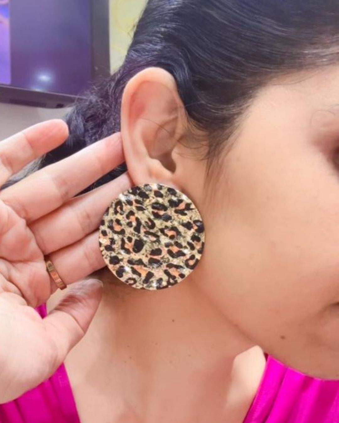 Animal Print Round Stud Earrings