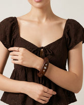 Brown Wooden Vintage Silver Star Bracelet