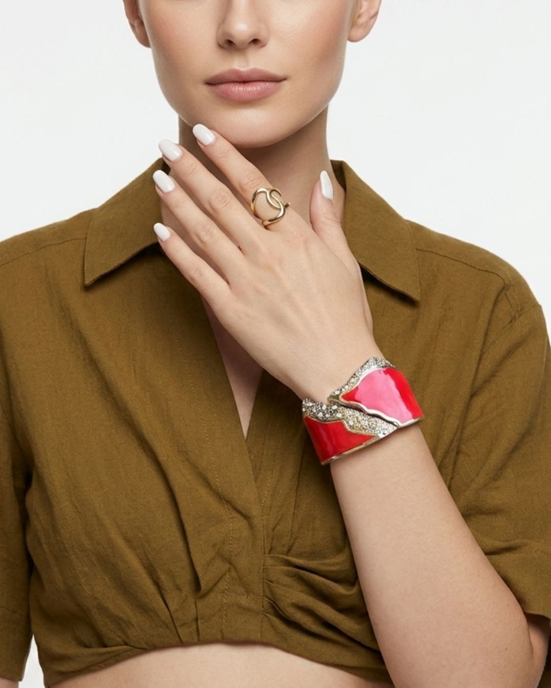 Red Starlit Wave Openable Kada/Cuff