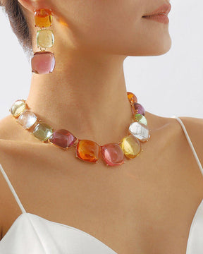 Maya Multicolor Statement Necklace With Earrings