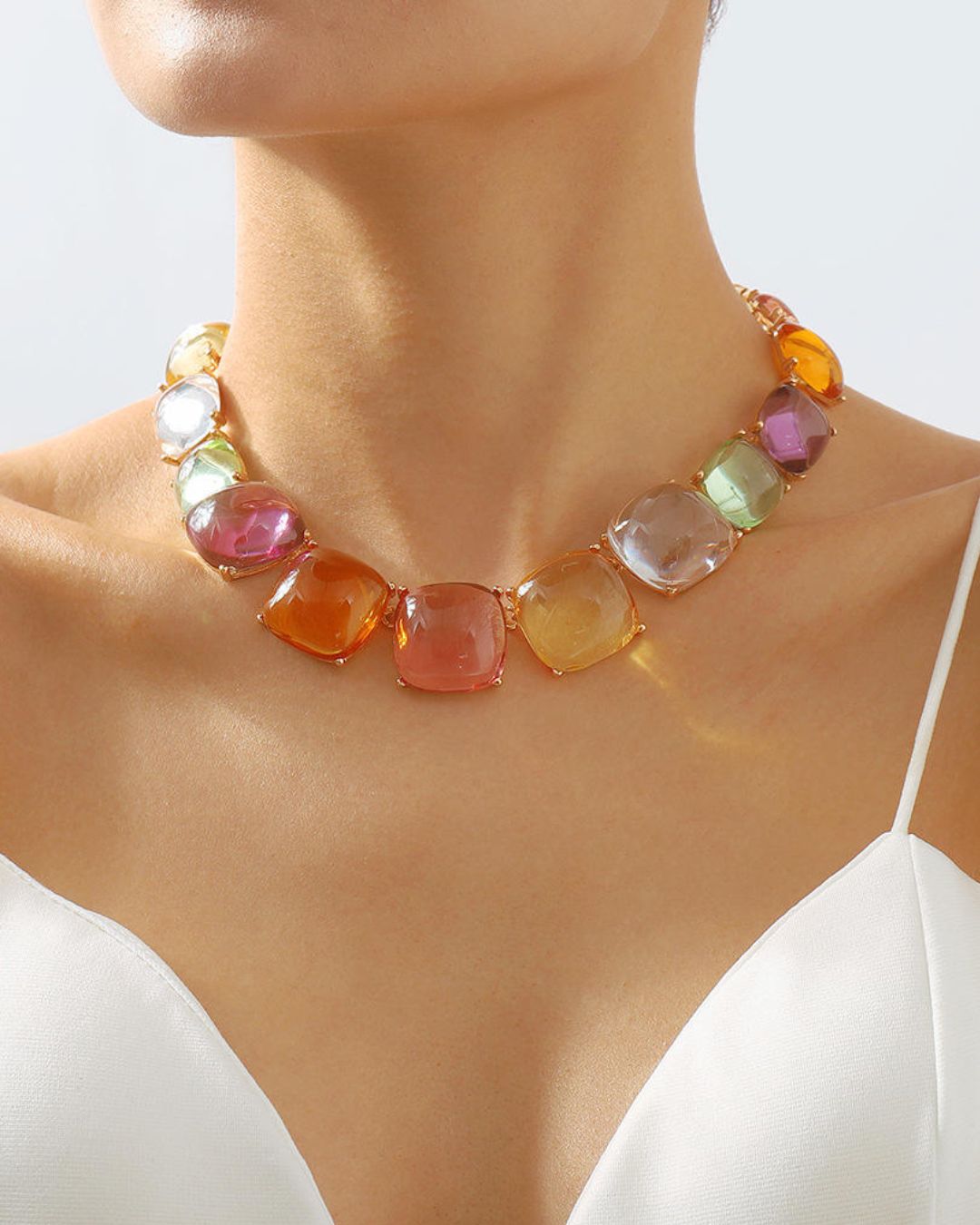 Maya Multicolor Statement Necklace With Earrings
