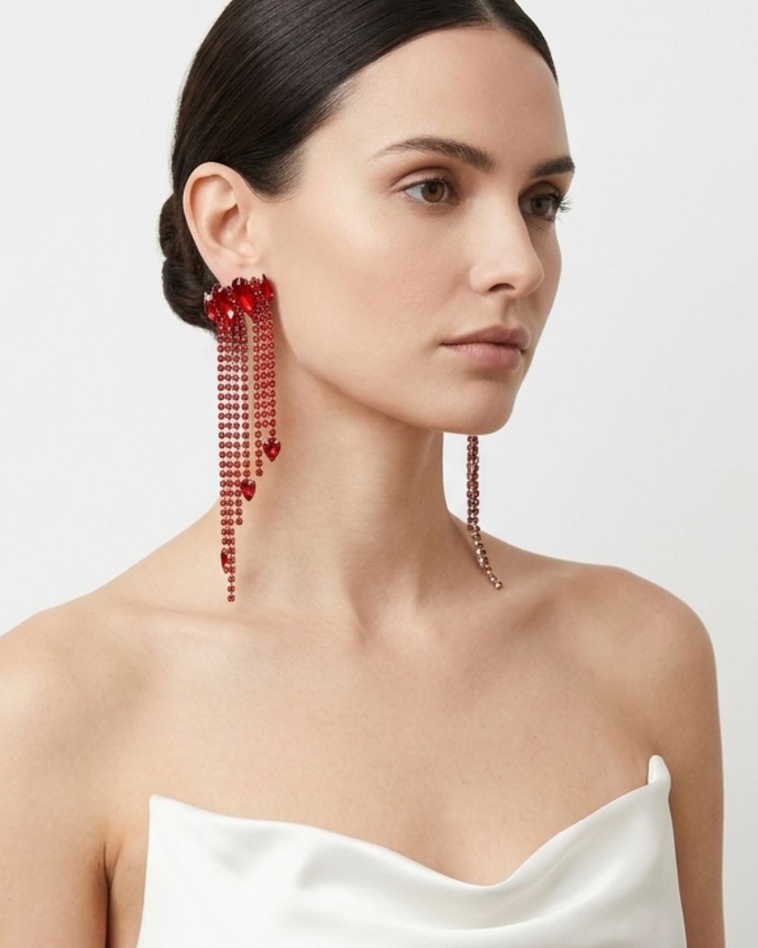 Red Crystal Rhinestone Drop Earrings