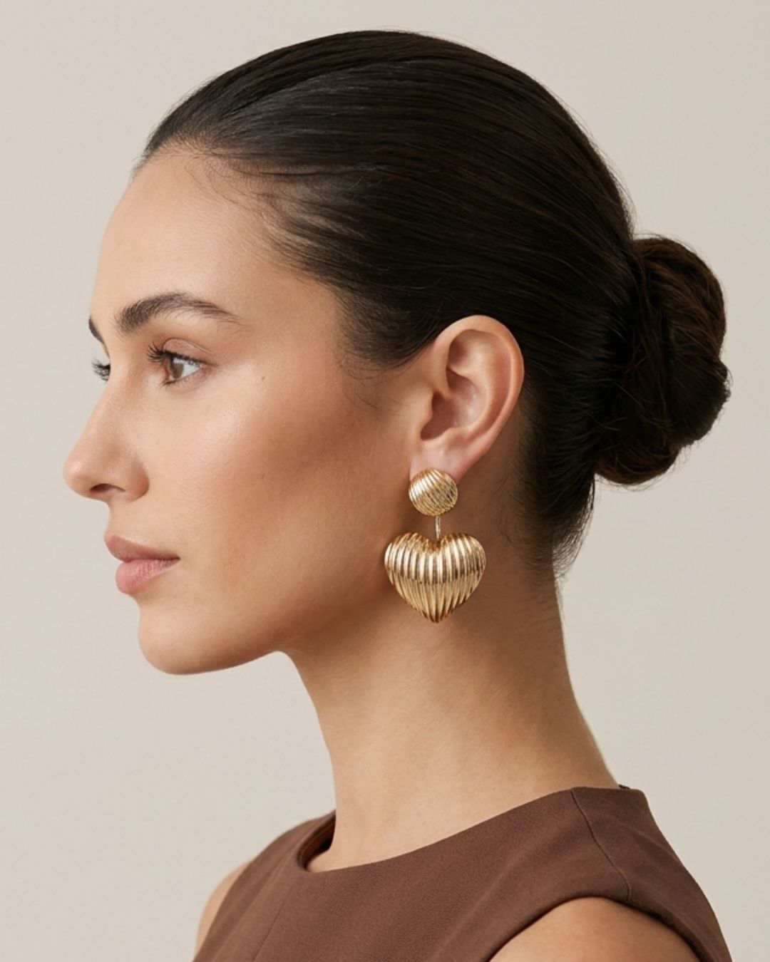 Golden Heart Drop Earrings