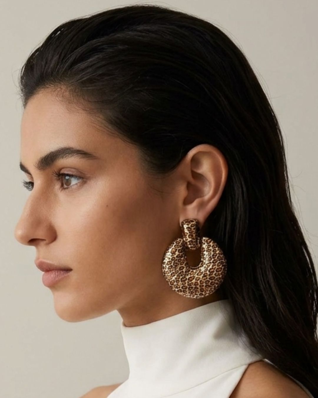 Animal Print Statement Drop Earrings