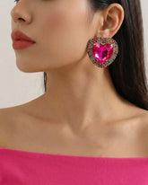 Pink Retro Heart Drop Earrings