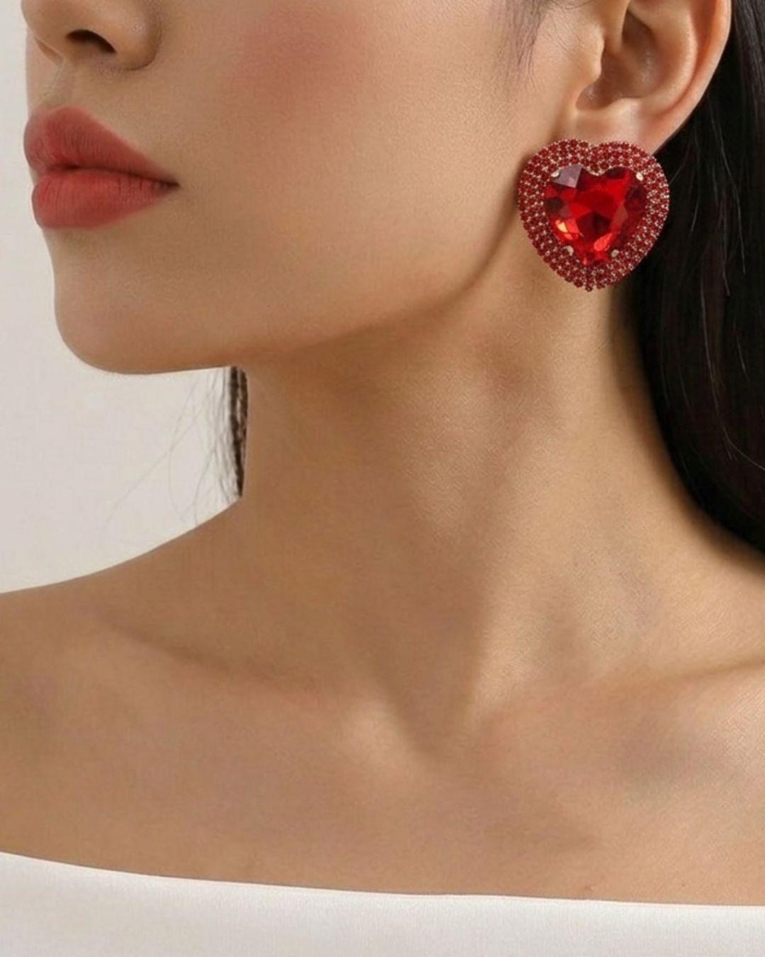Red Retro Heart Drop Earrings