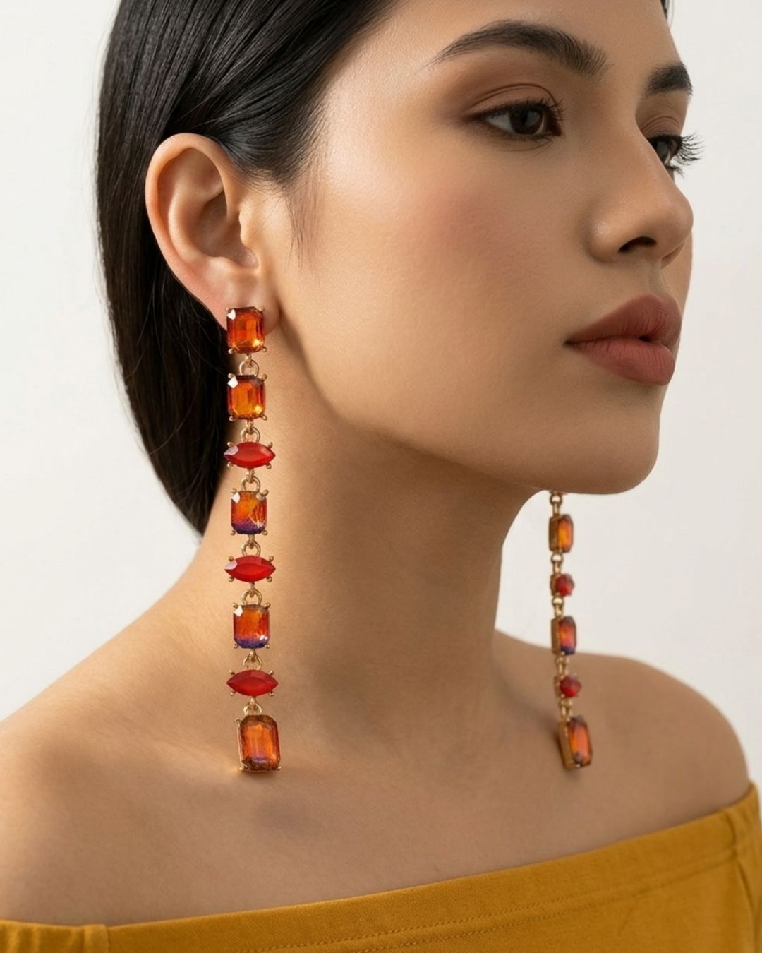 Vintage Brown Crystal Statement Drop Earrings