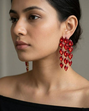 Red Crystal Dew Drop Earrings