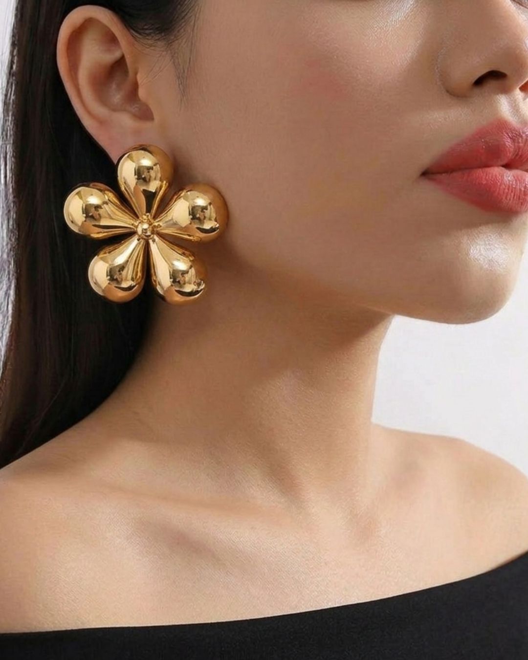 Golden Flower Stud Earrings