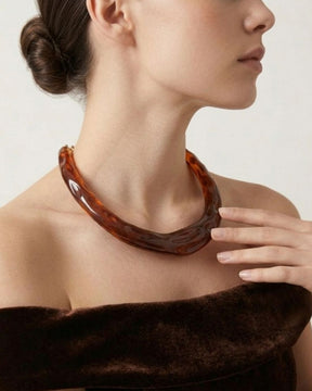 Brown Resin Acrylic Collar Necklace