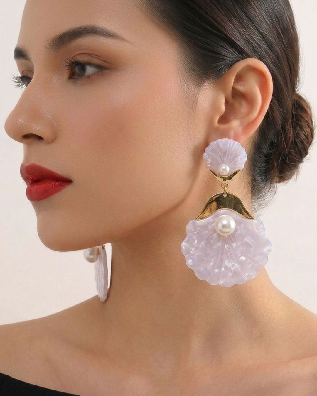 White Seashell Drop Earrings