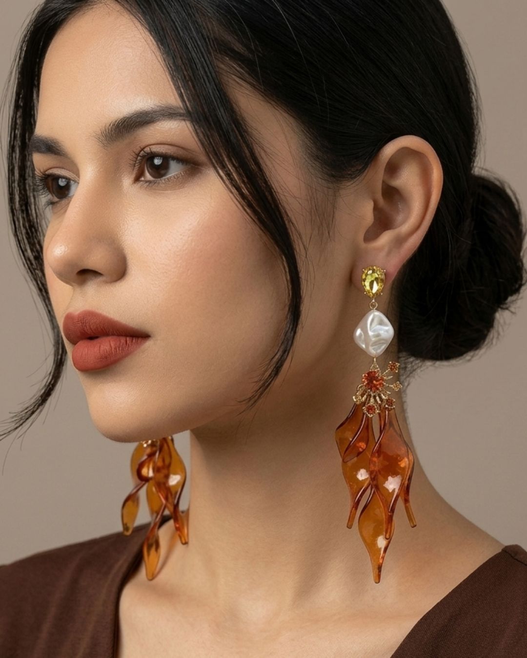 Amber Flames Drop Earrings