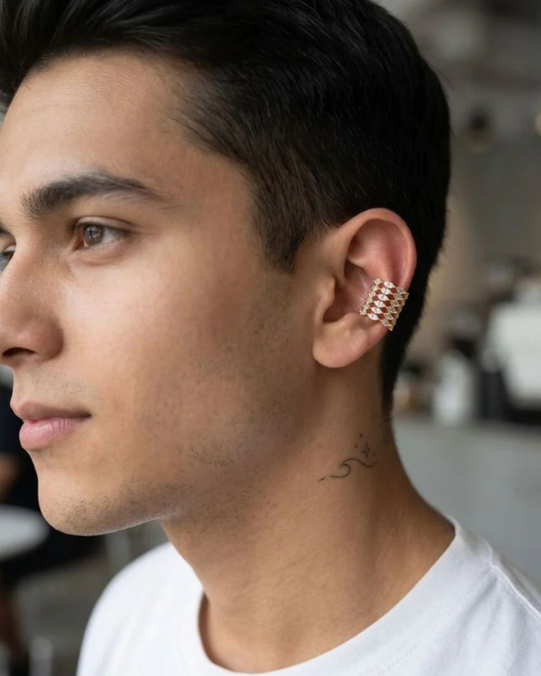 Golden Starlit Stone Unisex Ear Cuff