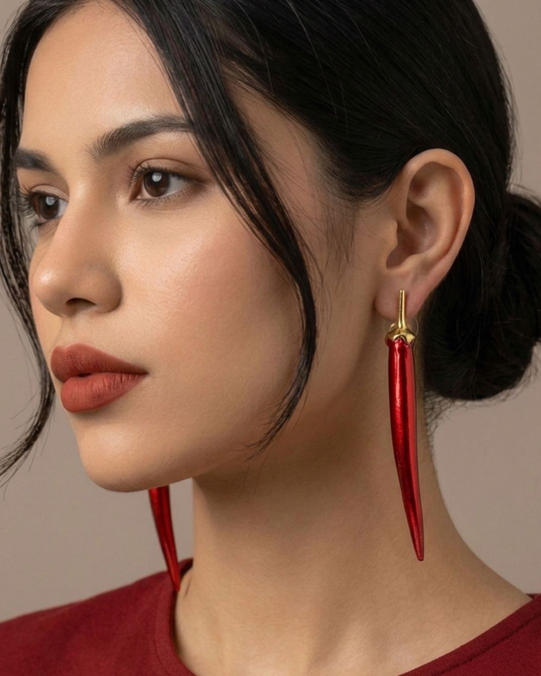 Red Mirchi Drop Earrings