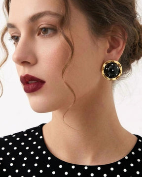 Black Polka Dot Stud Earrings