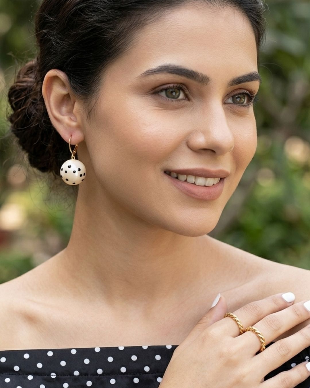 White Polka Dot Hoop Earrings