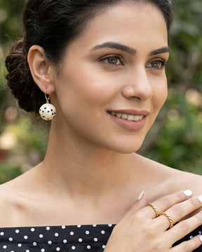 White Polka Dot Hoop Earrings