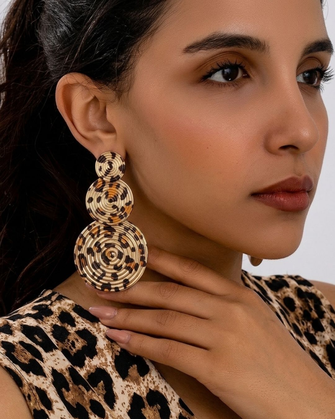 Animal Print Swirl Drop Earrings