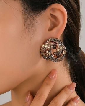 Bling Blogger Black Golden Knot Statement Studs