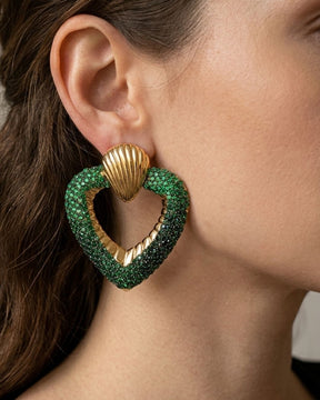 Bling Blogger Envy Green Heart Earrings