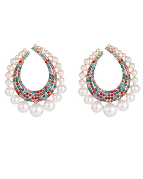 Multi Bling Crystal Pearl Drop Earrings