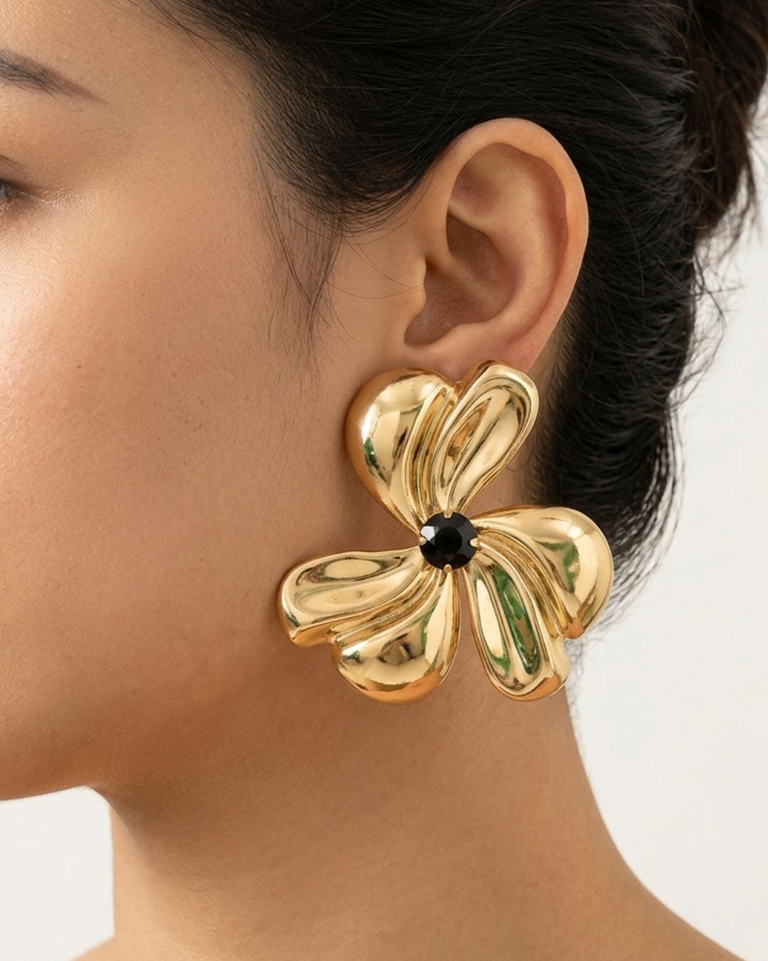 Golden Floral Stud Earrings