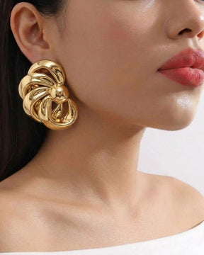 Golden Floral Stud Earrings