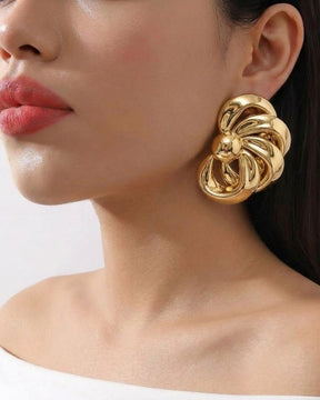 Golden Floral Stud Earrings