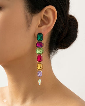 Multi Rhinestone Drop Earrings