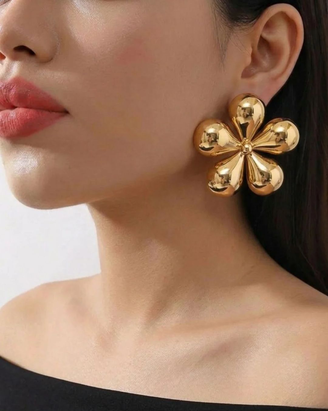 Golden Flower Stud Earrings