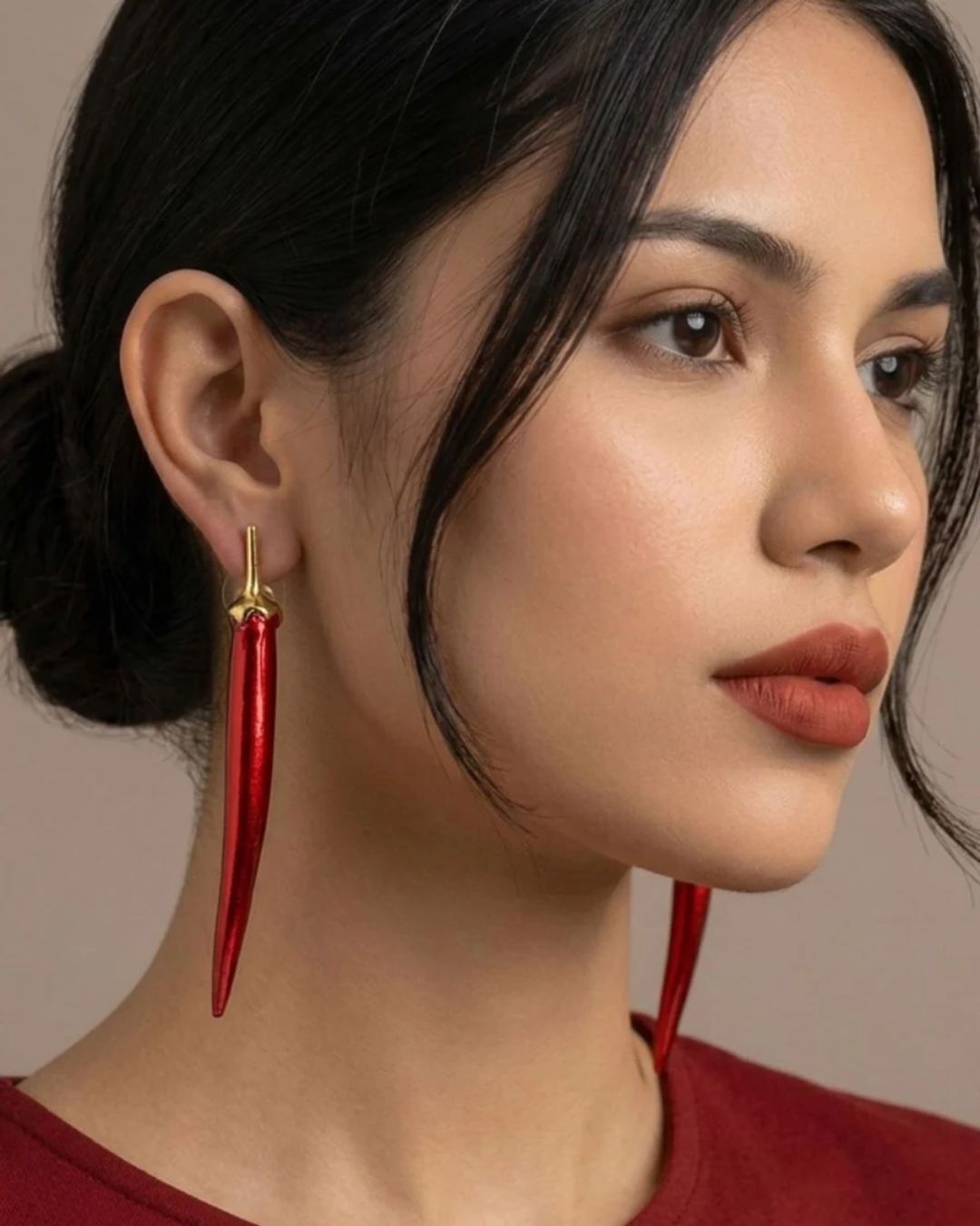 Red Mirchi Drop Earrings