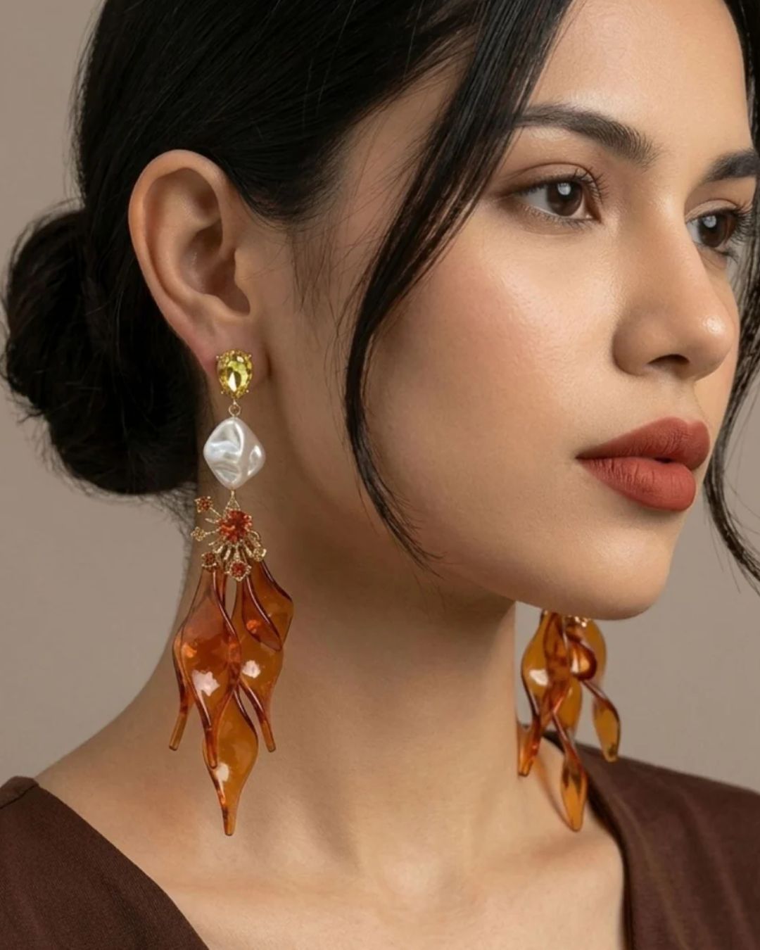 Amber Flames Drop Earrings