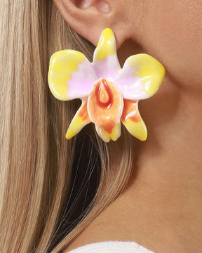 Pastel Flame Flower Stud Earrings
