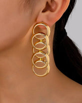 Golden Geometric Circle Drop Earrings