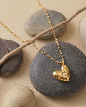 Golden Heart Diamond Star 18K Gold Pendant