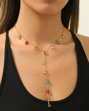 Multi Stone Water Drop Pendant