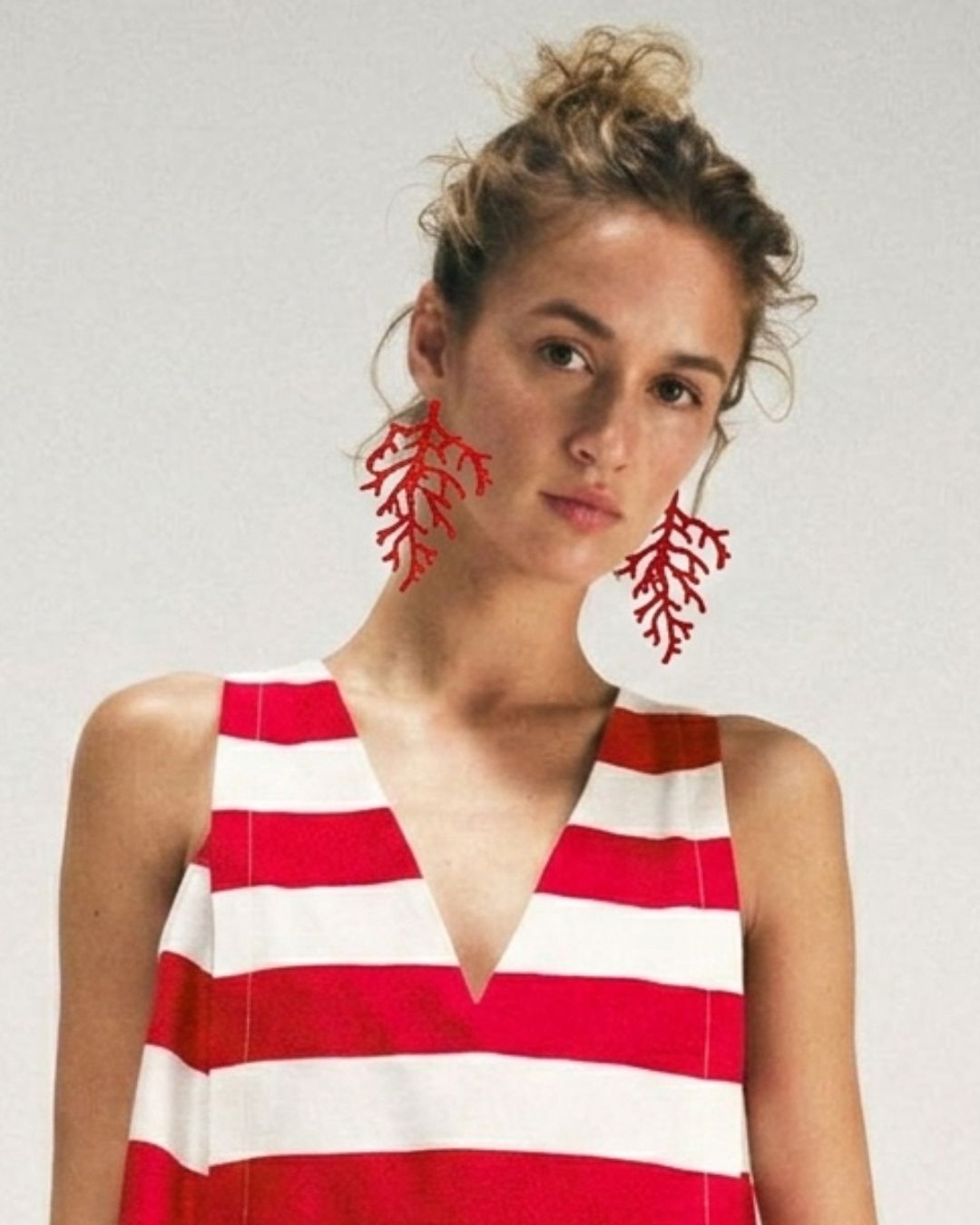 Red Coral Drop Earrings