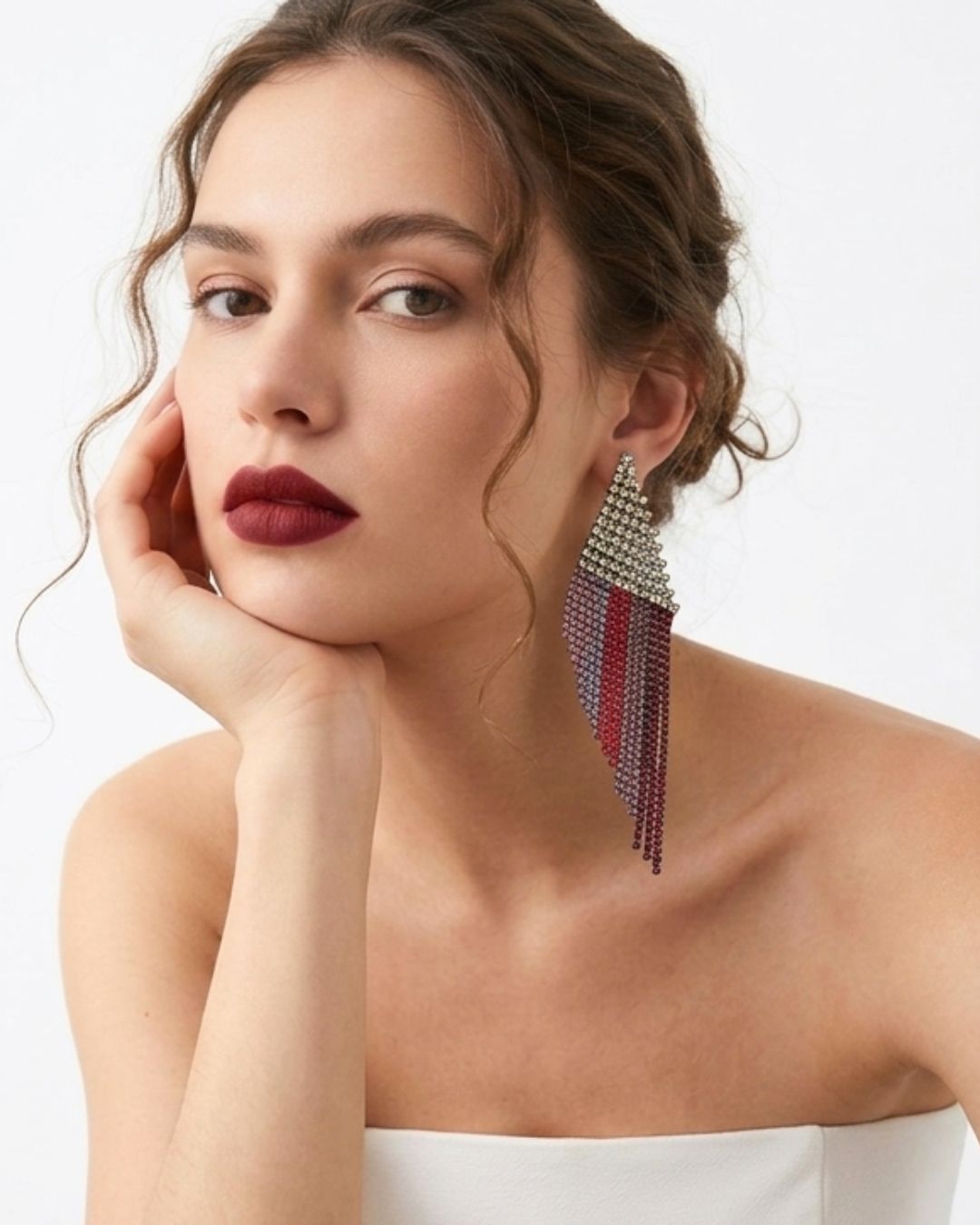 Red Mirage Tassels Drop Earrings