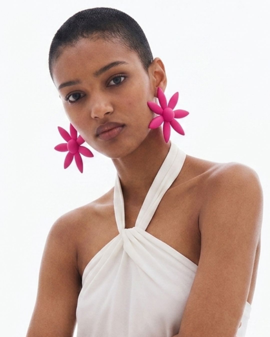 Floral Fuschia Pink Sunflower Earrings