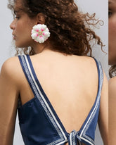 White Petal Enamel Flower Drop Earrings