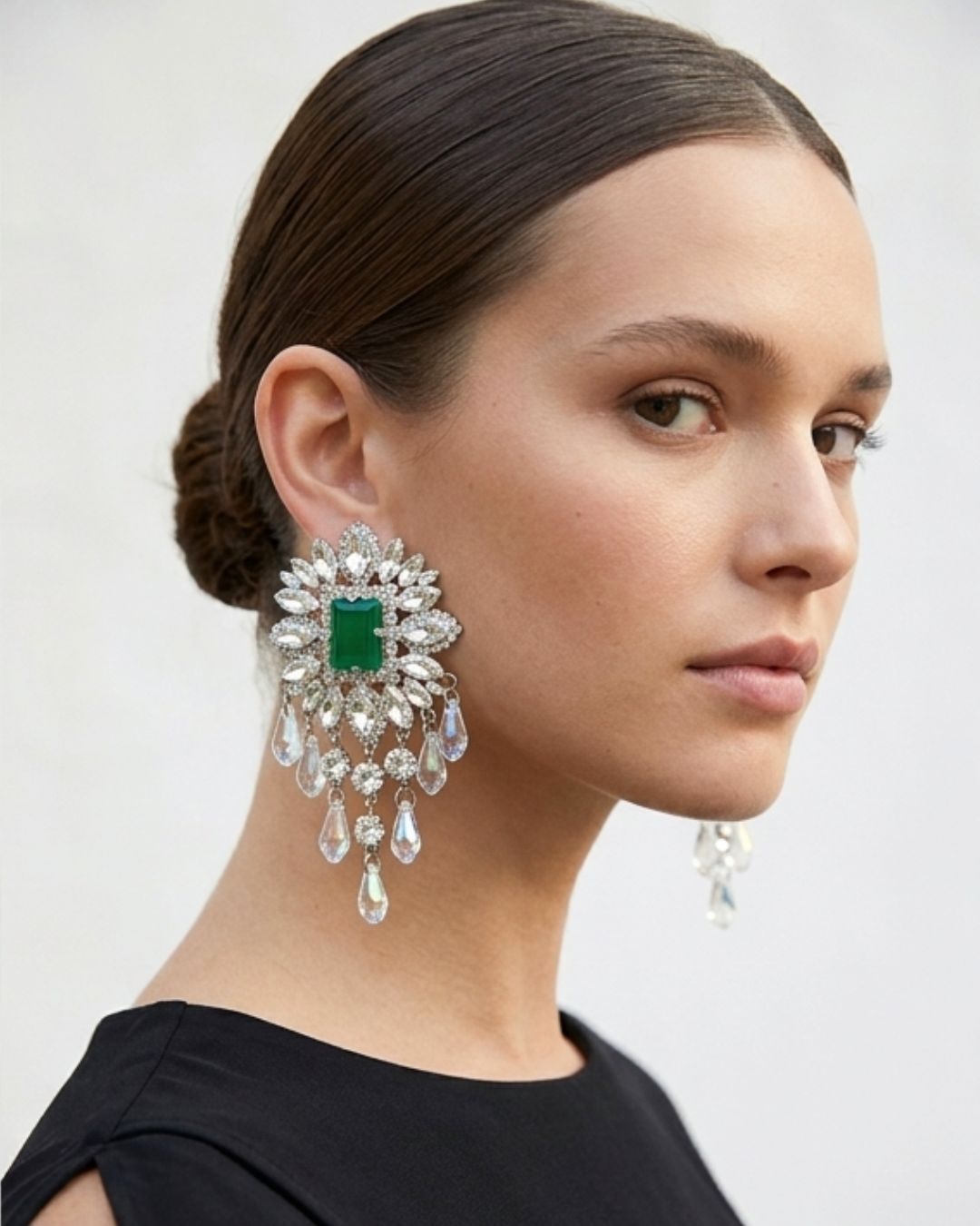 Flower Glass Bead Tassel Drop Earrings